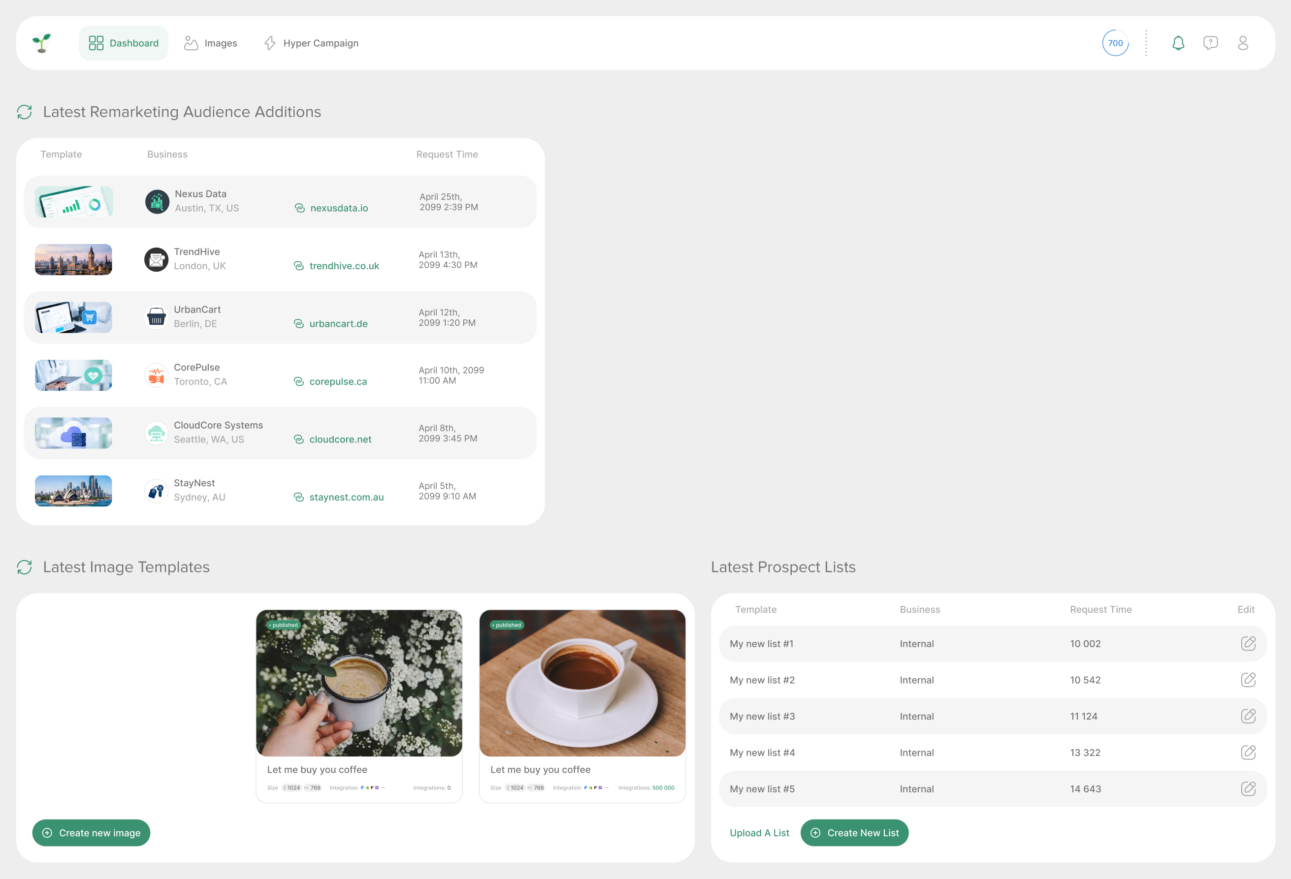 Интерфейс платформы Hyperise